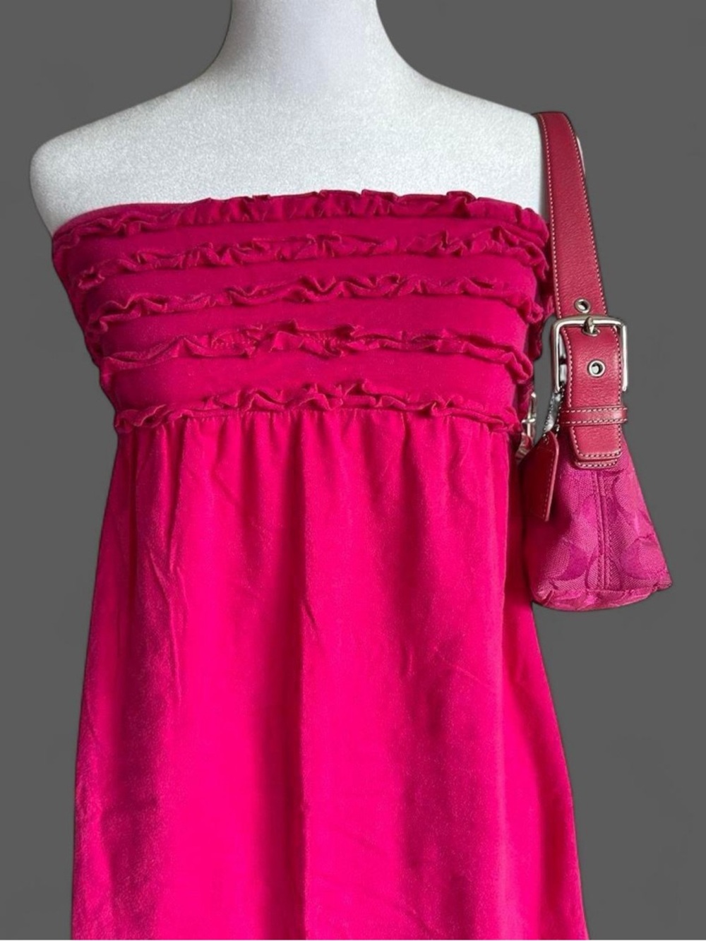 Hot Pink Strapless Ruffle Sundress